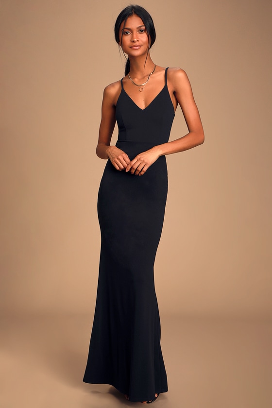Classy Black Dress - Mermaid Maxi Dress ...